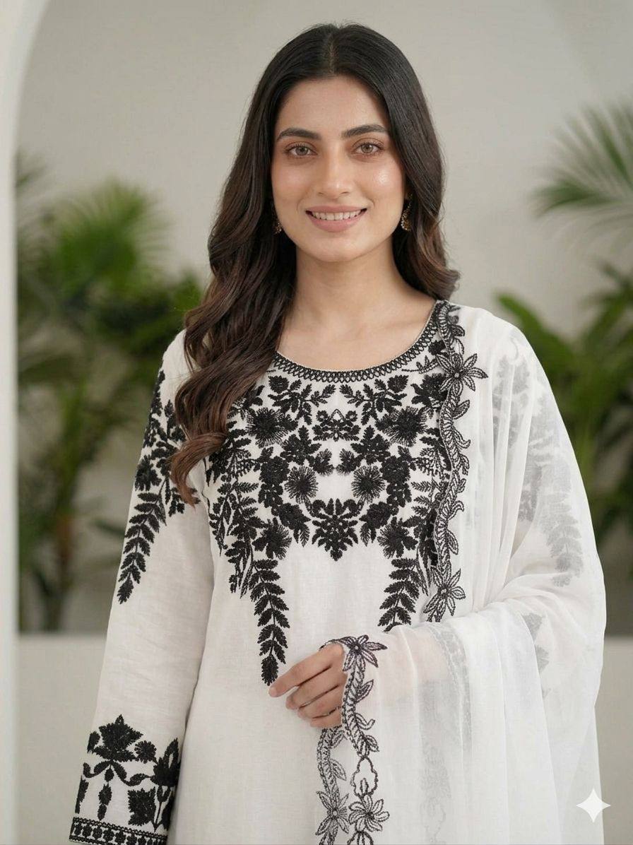 Aarohi Noir Floral Embroidered Suit Set