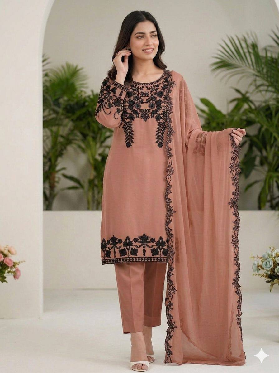 Aarohi Noir Floral Embroidered Suit Set