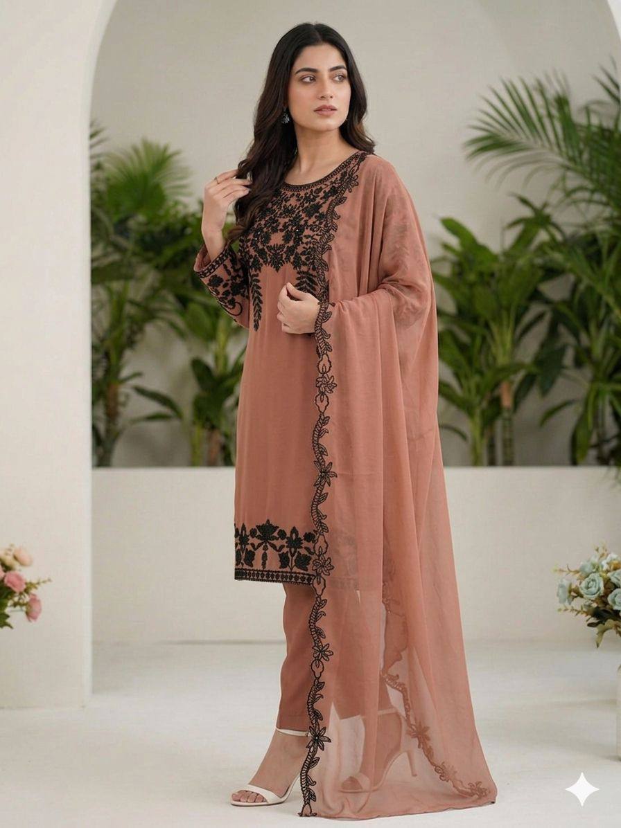 Aarohi Noir Floral Embroidered Suit Set