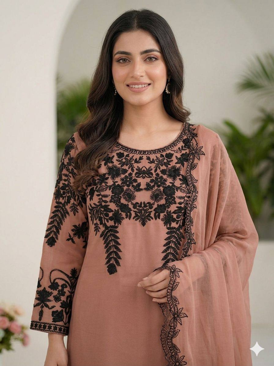 Aarohi Noir Floral Embroidered Suit Set