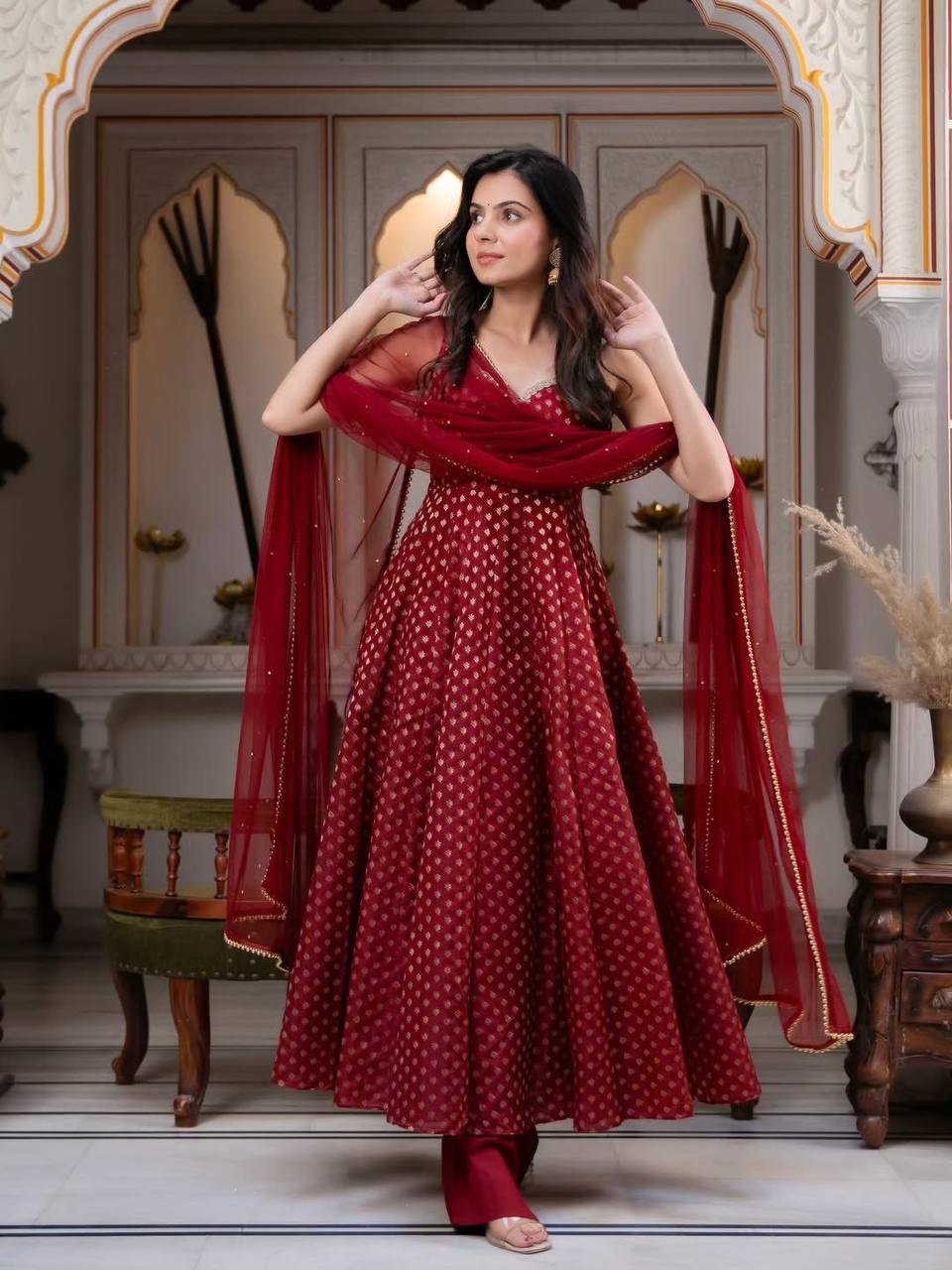 Anaya Maroon Majesty Anarkali Set
