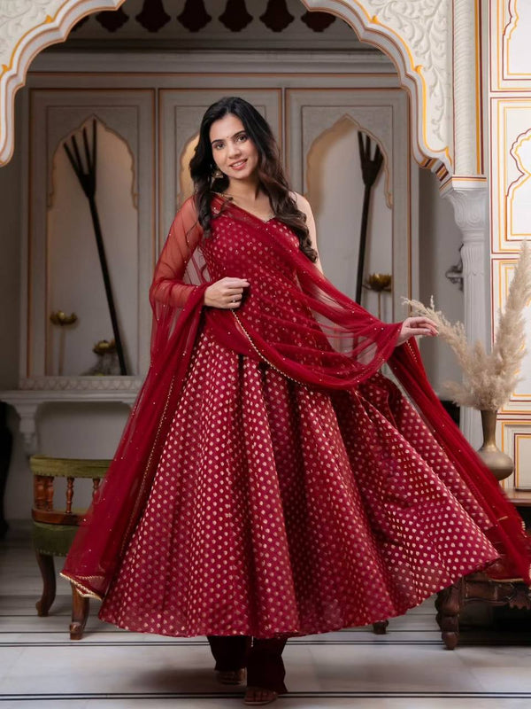 Anaya Maroon Majesty Anarkali Set