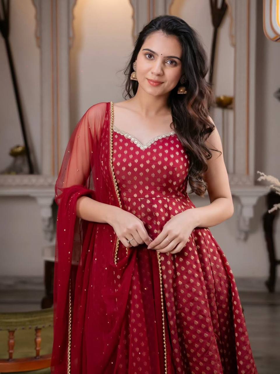 Anaya Maroon Majesty Anarkali Set