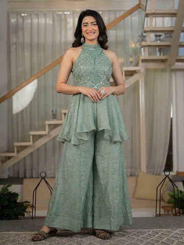 Yuvika Shimmer Flair Palazzo Set