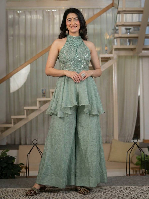 Yuvika Shimmer Flair Palazzo Set