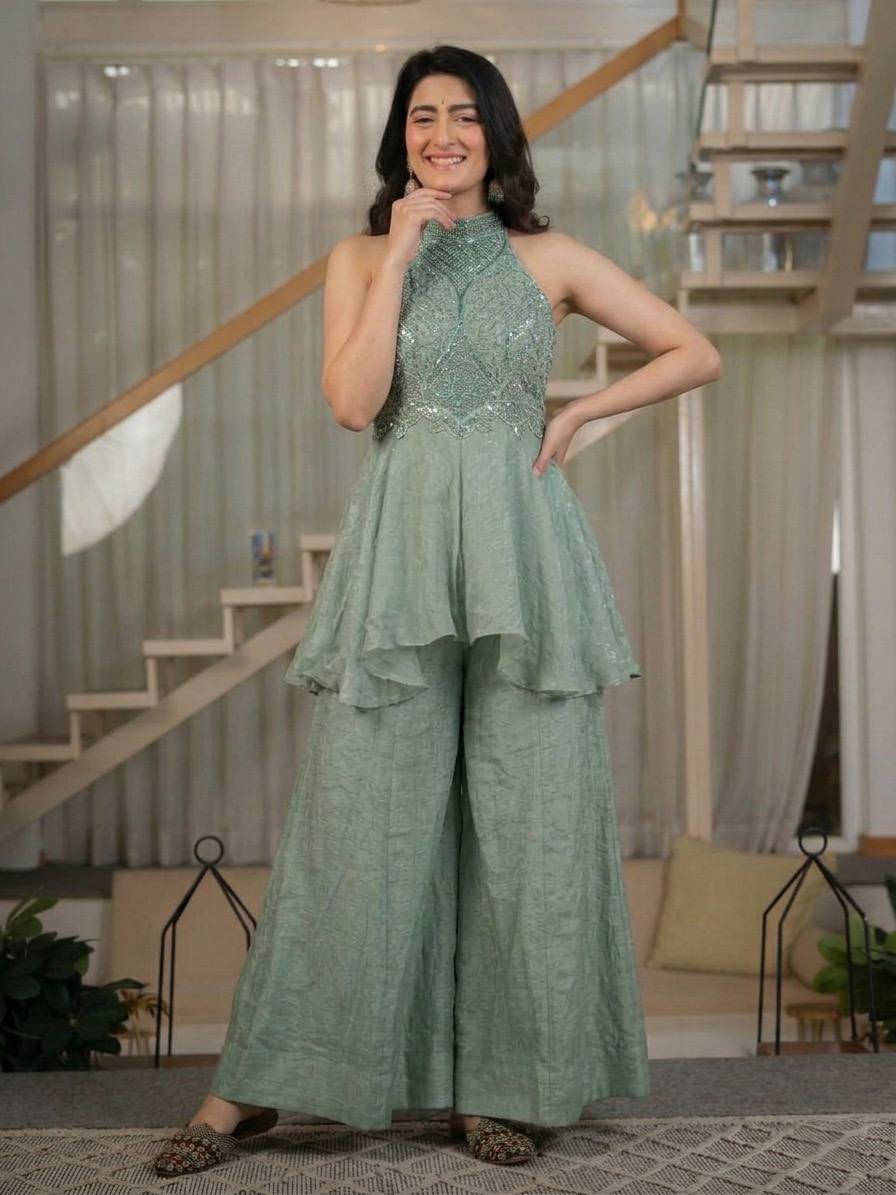 Yuvika Shimmer Flair Palazzo Set