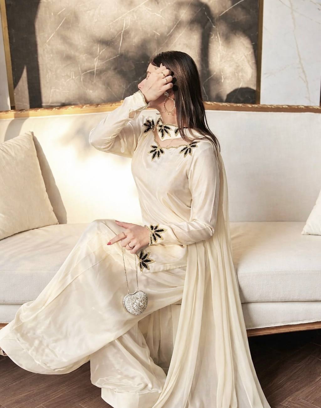Zeraya Crep Moti Farshi Set