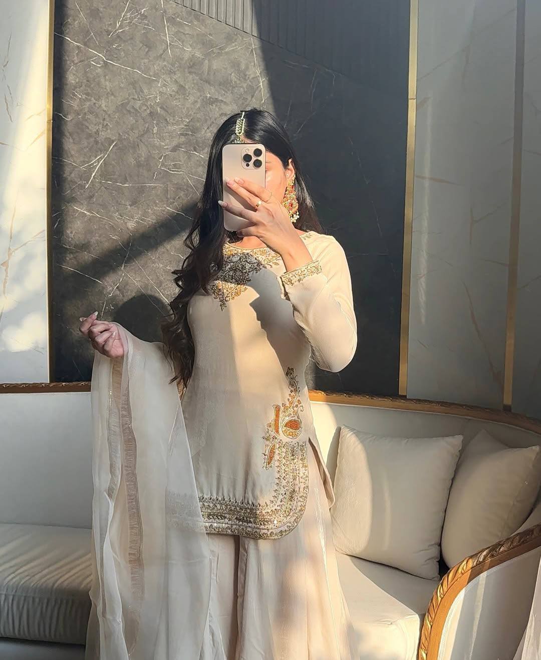 Avelira Satin Glow Sharara Set