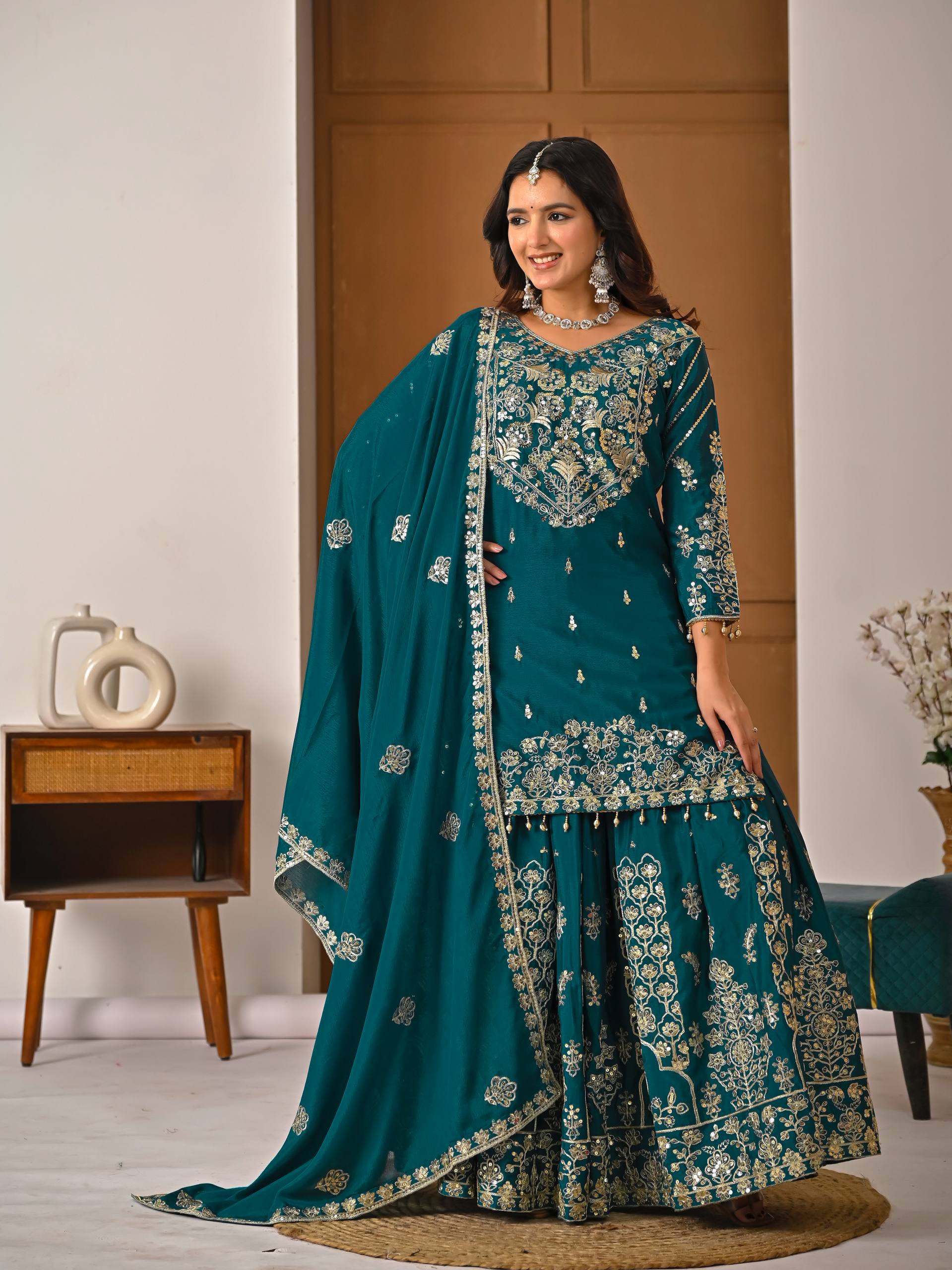 Azelra Chinnon Zari Lehenga Set