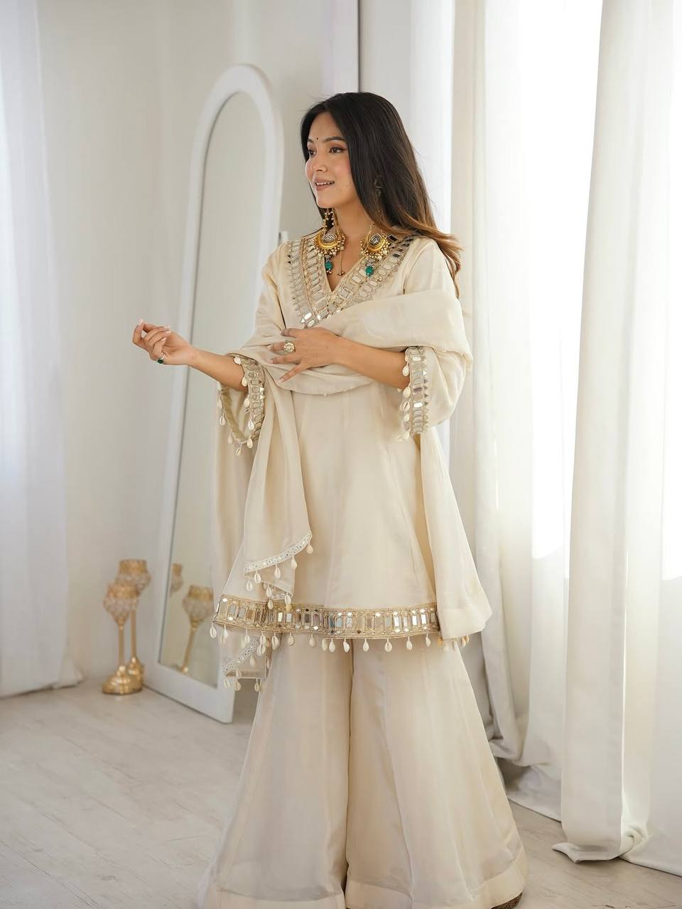 Avenya Organza Mirror Sharara Set
