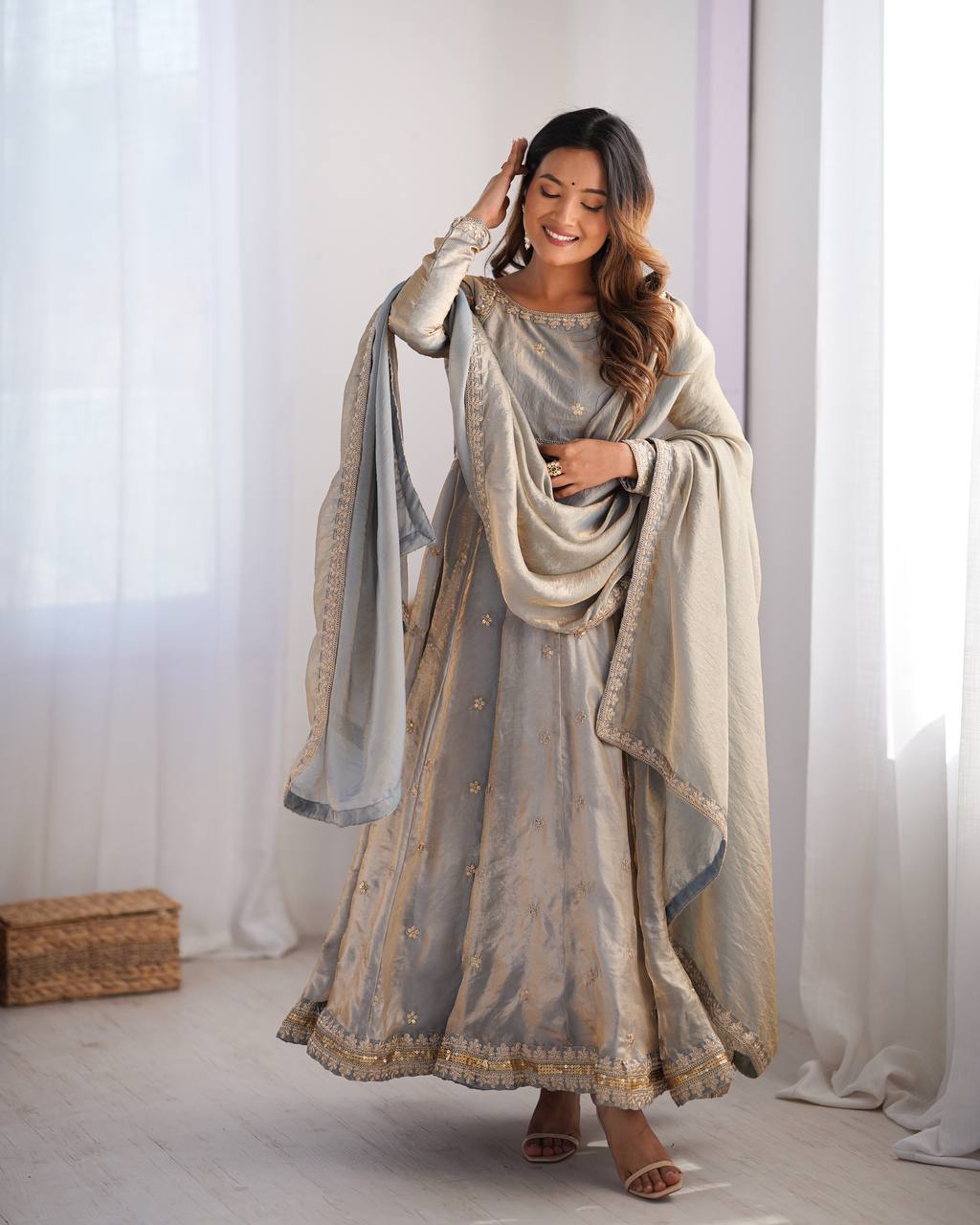 Elyndra Fandy Silk Designer Gown Set