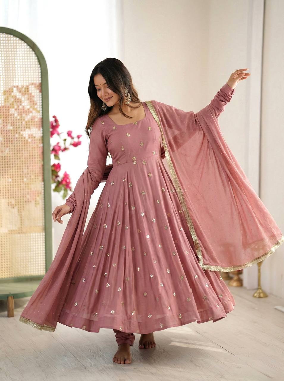 Ravelya Roman Silk Flair Suit Set