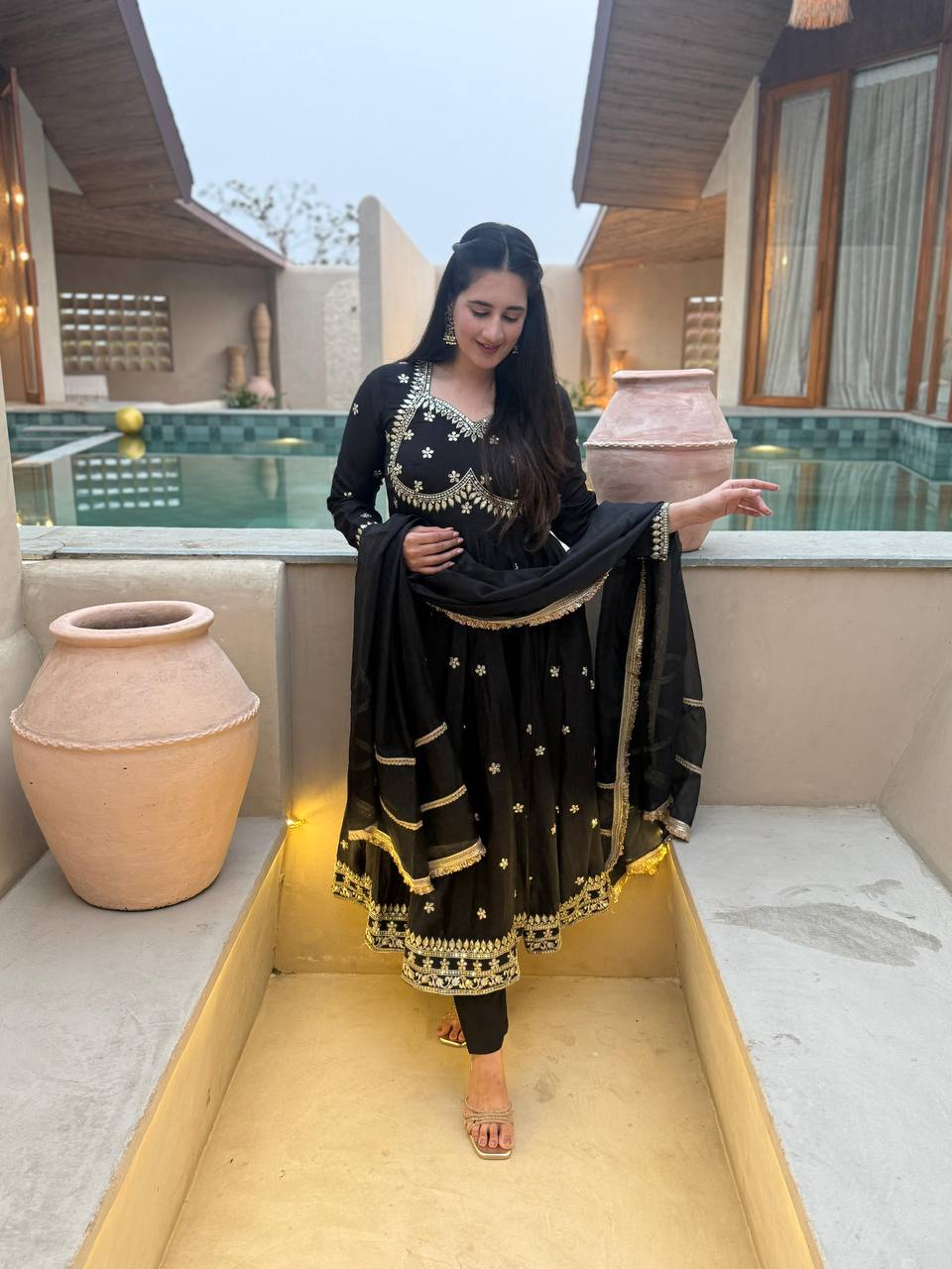 Virexa Vichitra Silk Anarkali Set