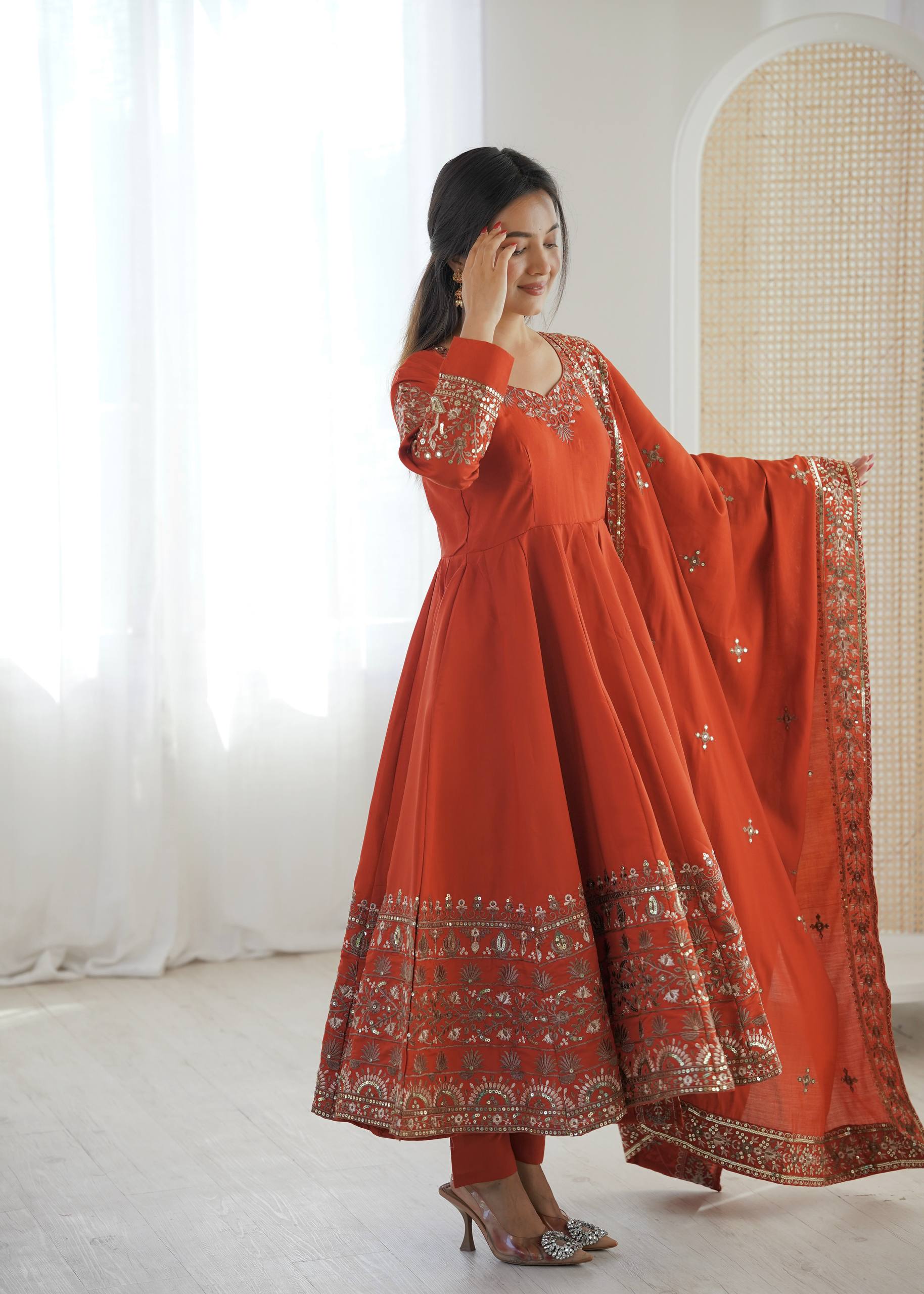Aarohi Royal Roman Silk Gown Set