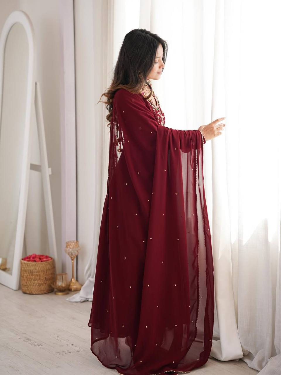 Ruhani Faux Georgette Handwork Gown Set