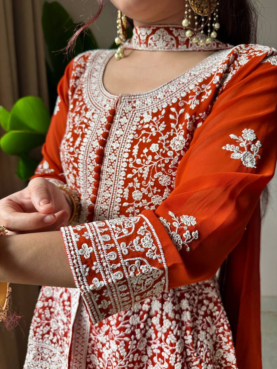 Modern Grace Georgette Embroidered Palazzo Set