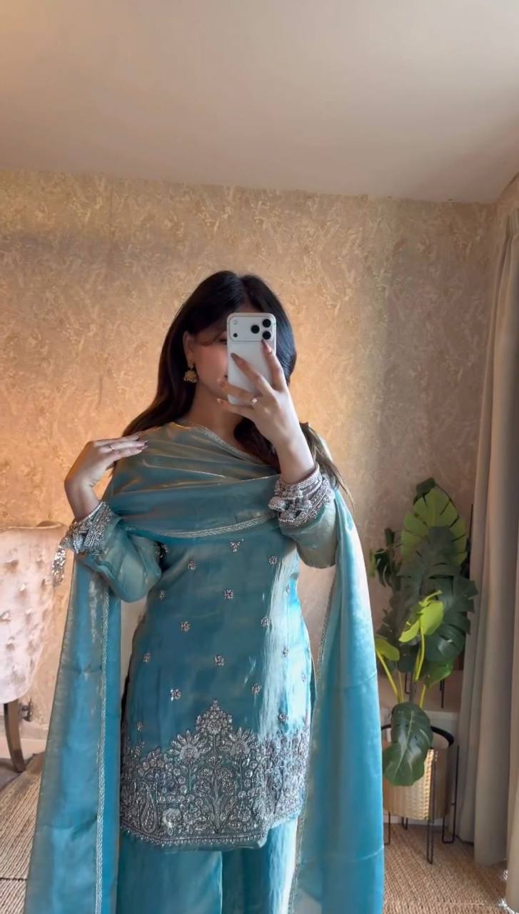 Aafreen Luxe Silk Plazo Set