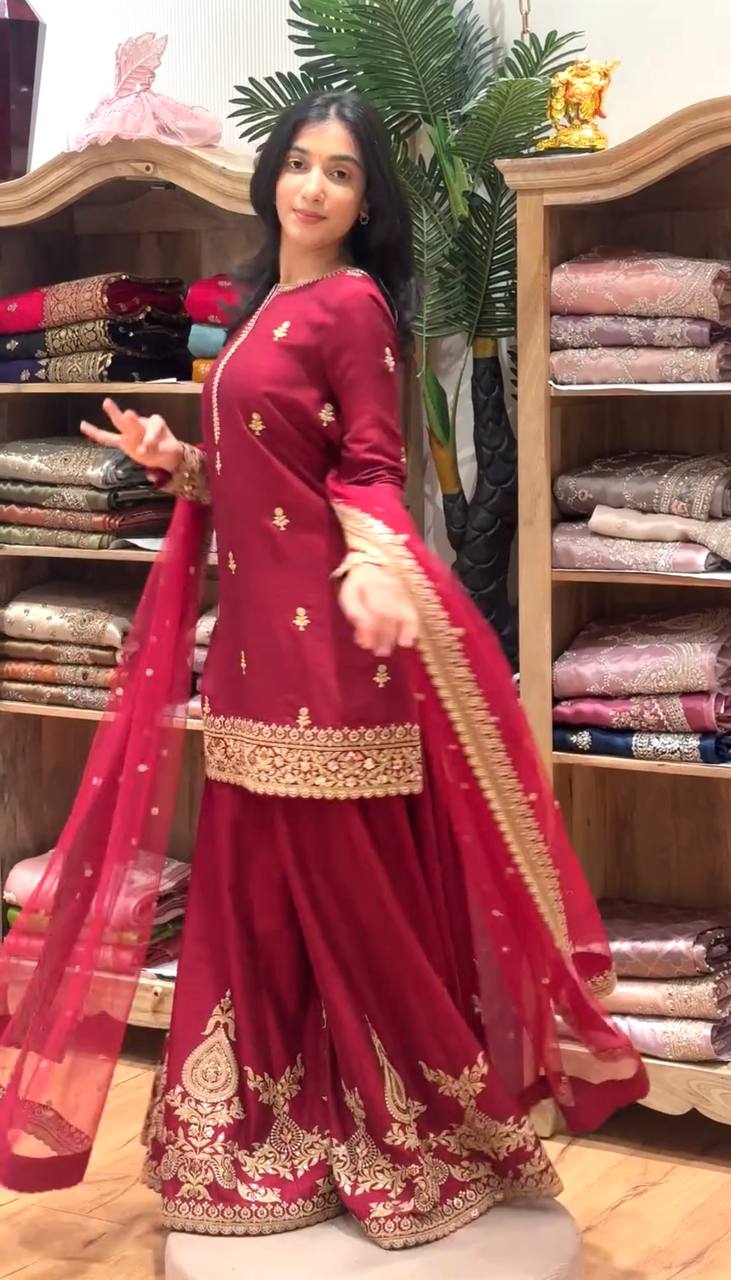 Elviana Thread Luxe Sharara Set