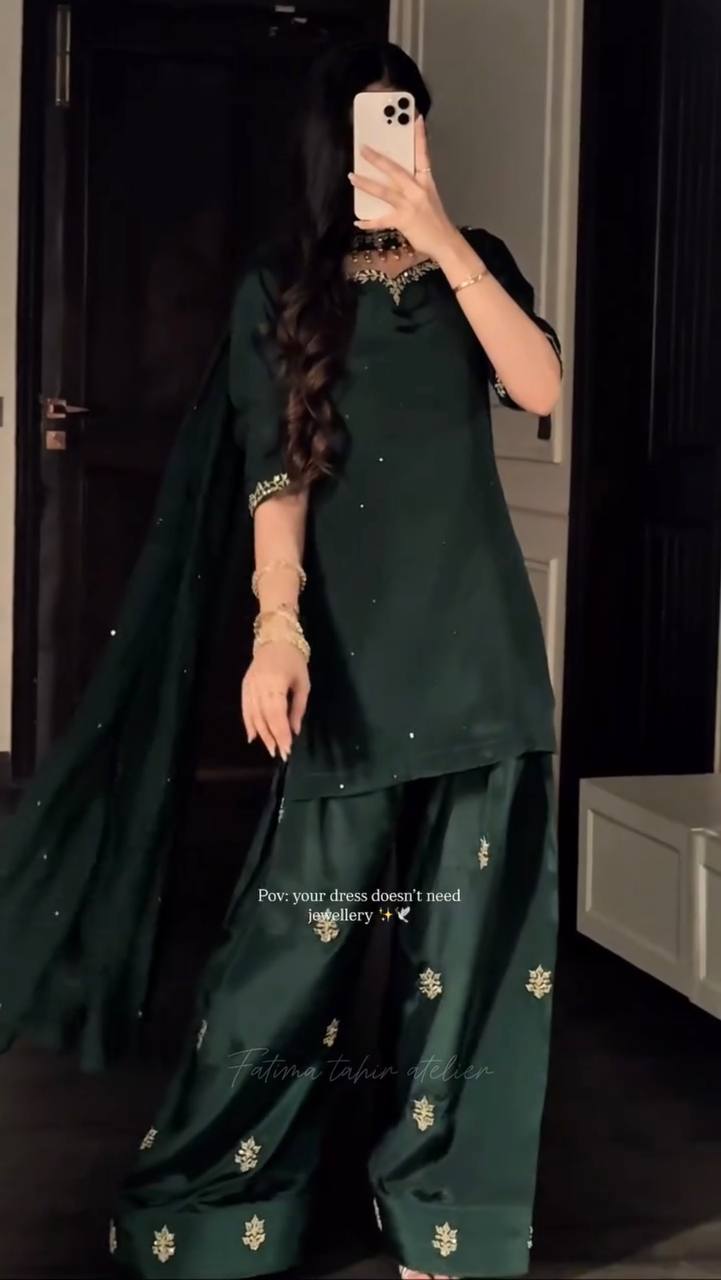 Aafiya Diamond Crep Farshi Set
