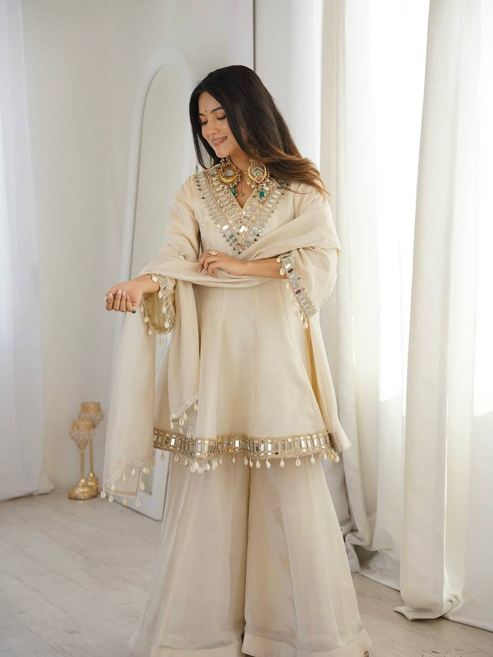 Avenya Organza Mirror Sharara Set