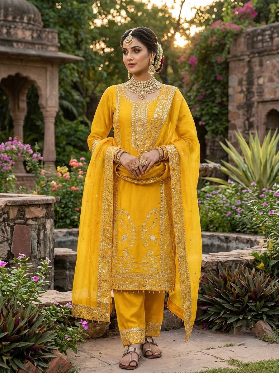 Azeera GMY Silk Sequence Palazzo Set