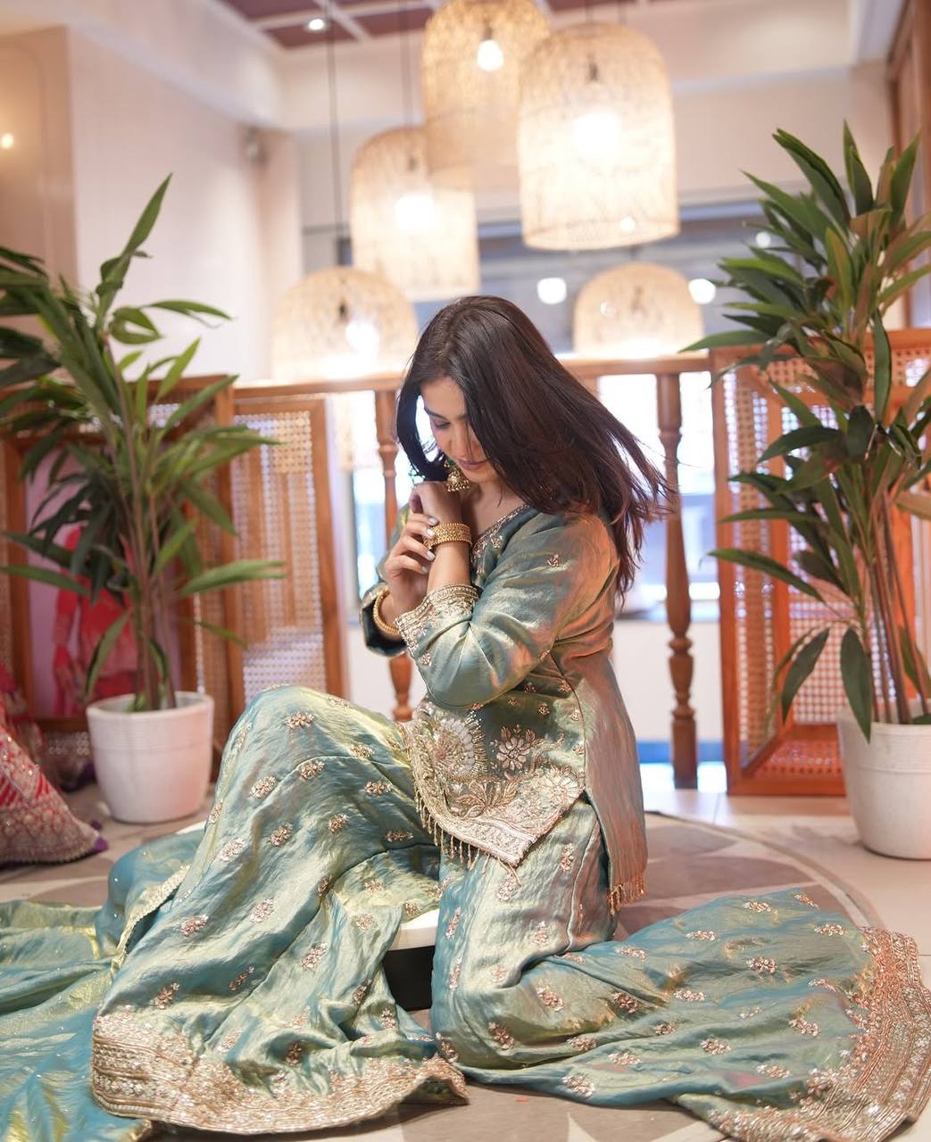 Zorevia Fendy Silk Royal Sharara Set