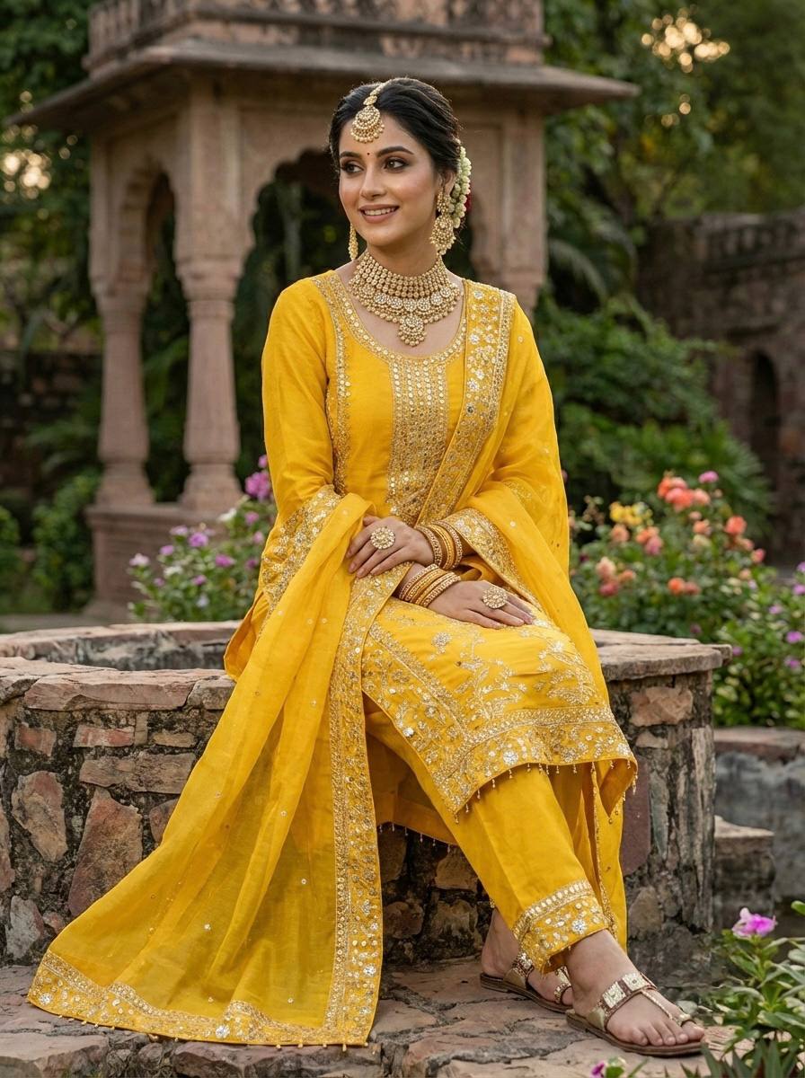 Azeera GMY Silk Sequence Palazzo Set