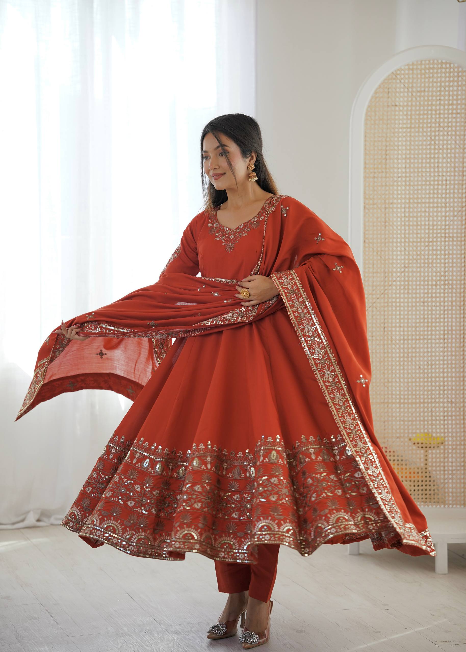 Aarohi Royal Roman Silk Gown Set