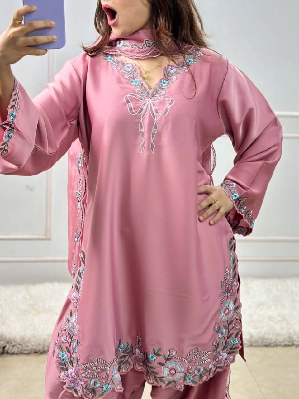 Zoya Aafreen Thread Sequence Farshi Salwar Suit Set