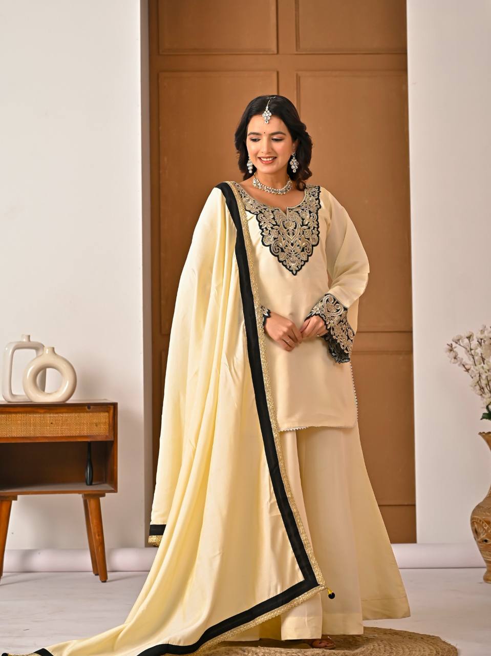 Ravina Roman Silk Diamond Sharara Set
