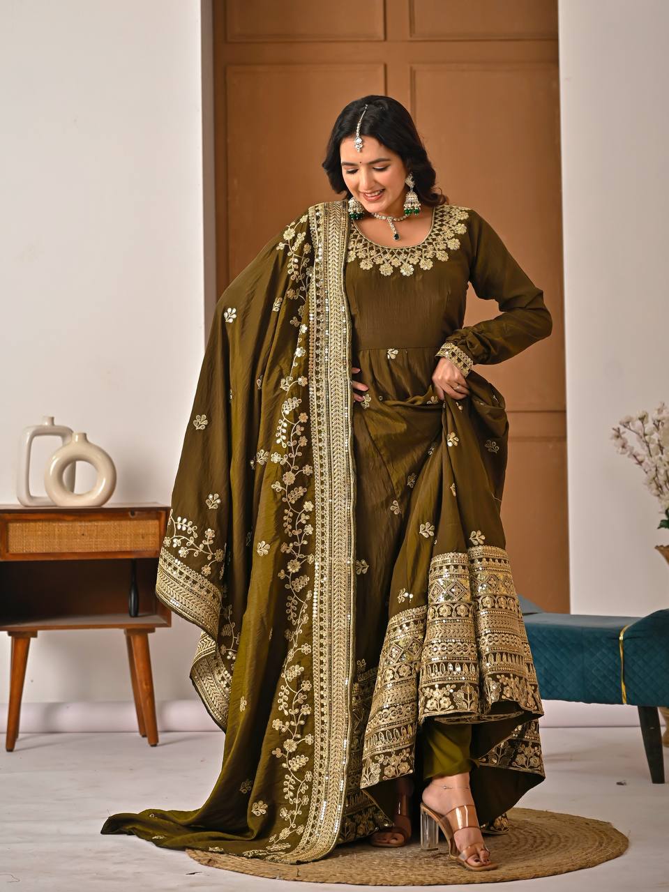 Ishmika Vichitra Silk Anarkali Suit Set