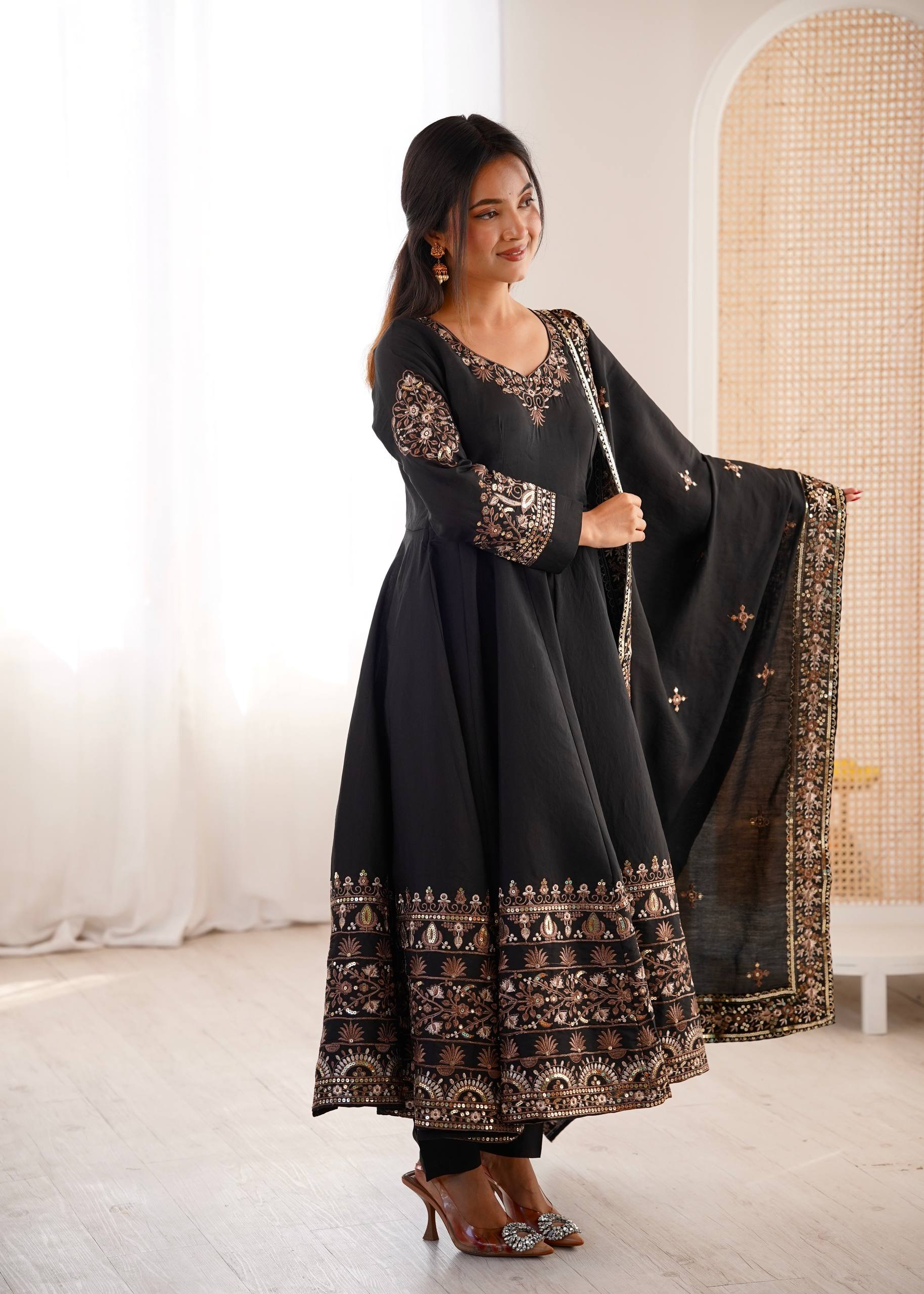Aarohi Royal Roman Silk Gown Set