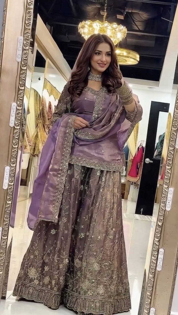 Zeenat Zari Embroidered Frendy Silk Palazzo Set