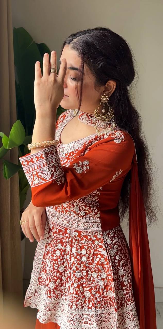 Modern Grace Georgette Embroidered Palazzo Set